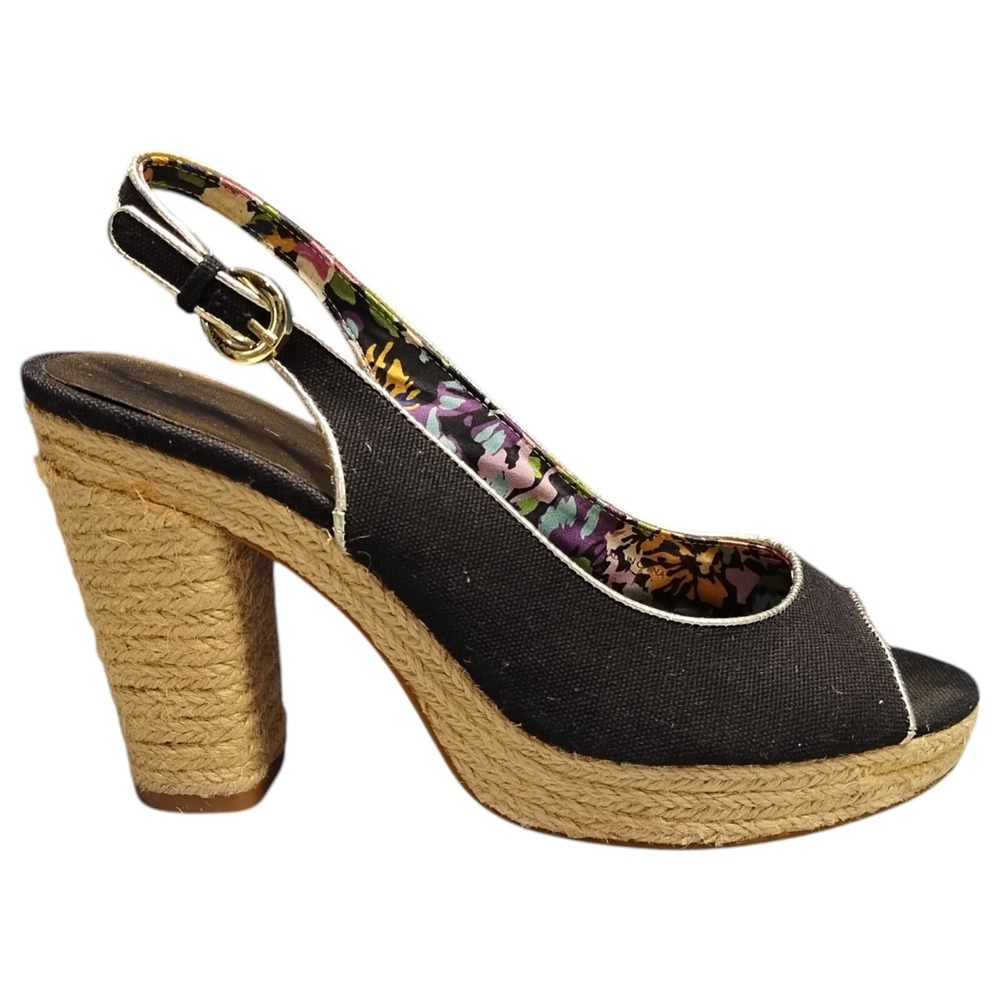 Tahari Barb‎ Slingbacks Heels Womens Size 10M Multi Floral Espadrilles Peep Toe